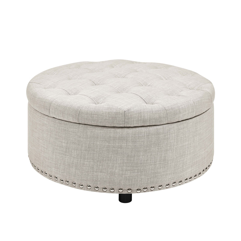Tufted Storage Ottoman - Almond
