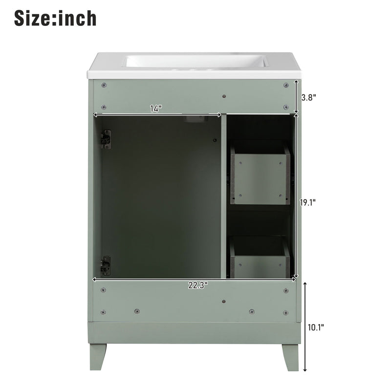 Transitional Style Bathroom Vanity Cabinet With Ceramic Sink