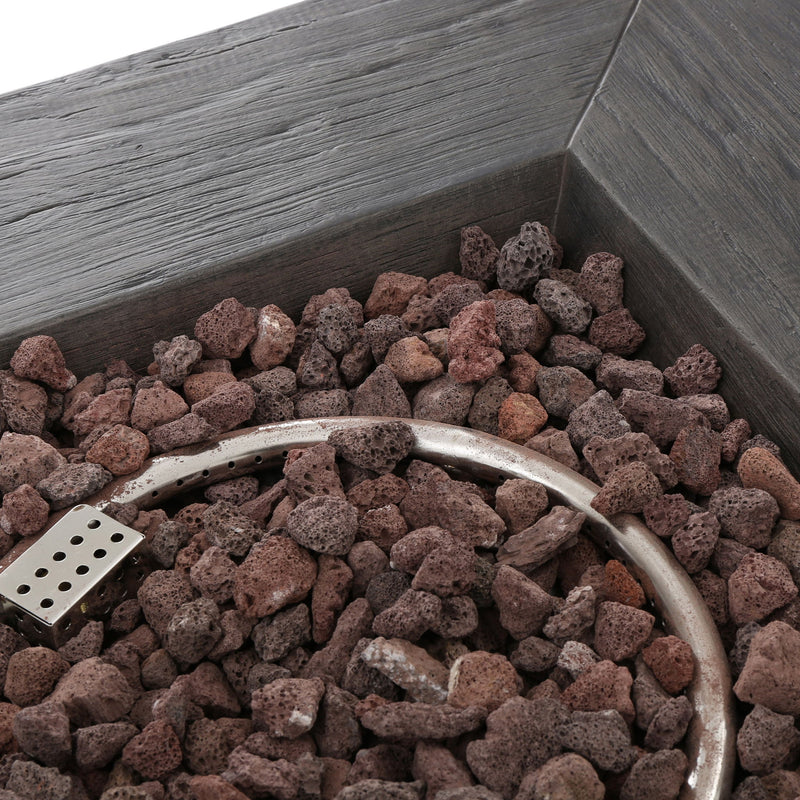 Anchorage - Wood Square Fire Pit 40, 000 Btu - Gray