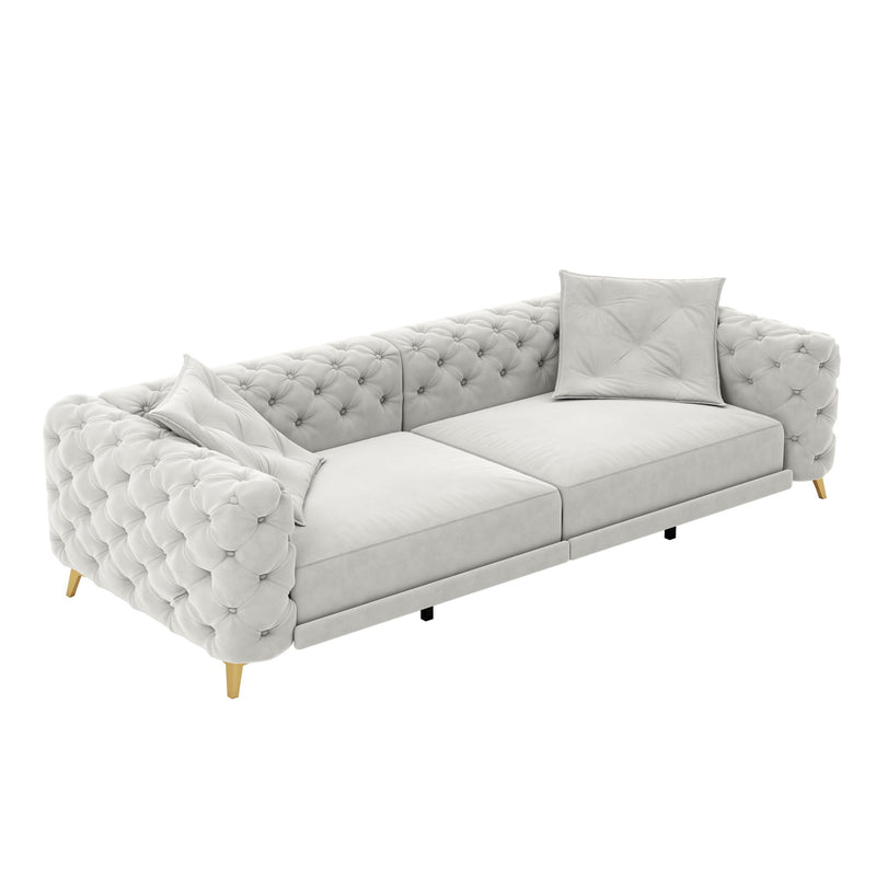 3 In 1 Convertible Sleeper, Deep Seat Pull Out Sofa Bed, Button Tufted