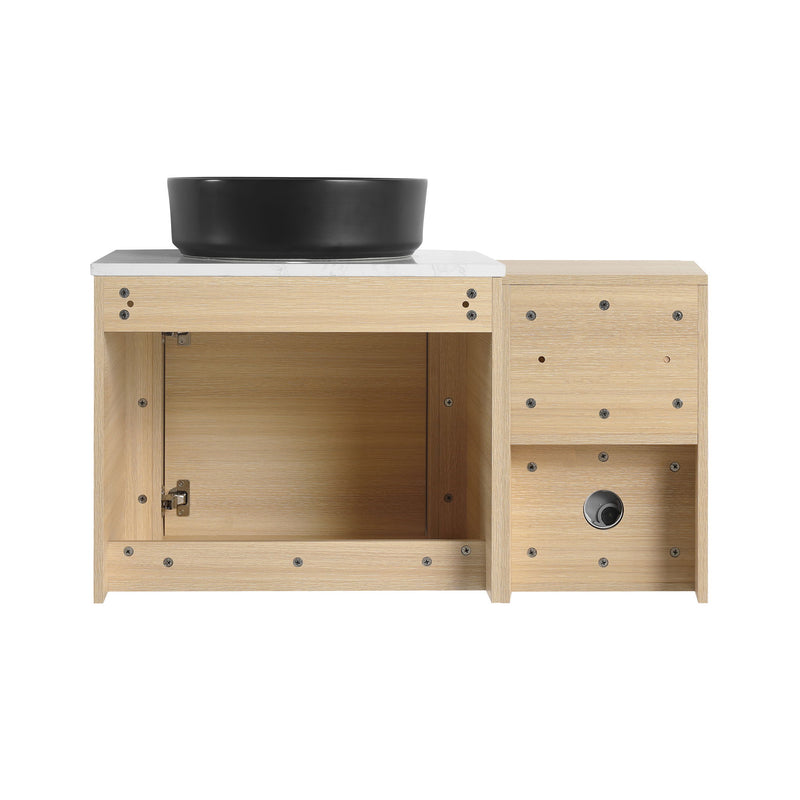 Mounted Bathroom Vanity With Art Sink, Storage Shelves, Soft Close Door