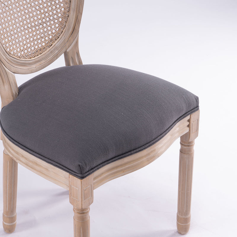 Dining Chairs, Upholstered With Round Back (Set of 2) - Gray