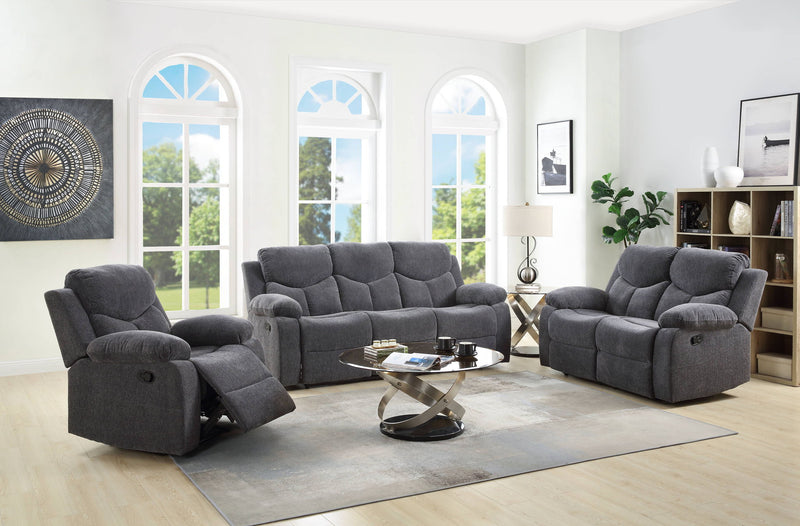 Kalen - Chenille Sofa With Drop Down Table - Gray