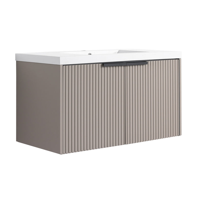 Contemporary Wall Mounted Bathroom Vanity With Resin Double Sink