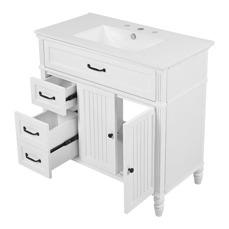 Bathroom Vanity With Sink, Freestanding Cabinet & Drawers