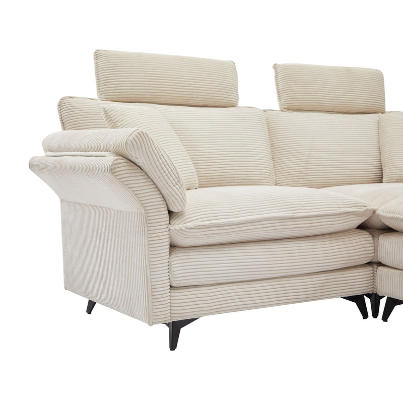 Modern Deep Seat Sectional Sofa With Ottoman