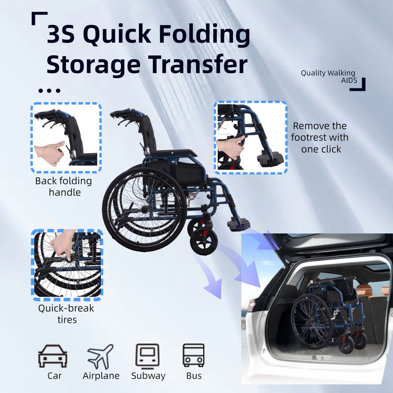 Premium Foldable Transport Wheelchair For Adults