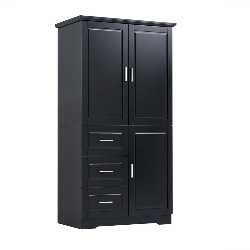 Tall And Wide Storage Cabinet With Doors, 3 Drawers