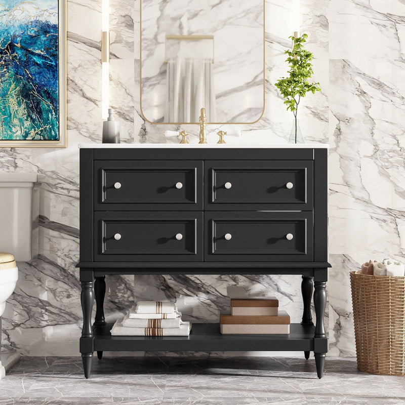 Bathroom Vanity Cabinet With Undermount Sink, 4 Drawer Set