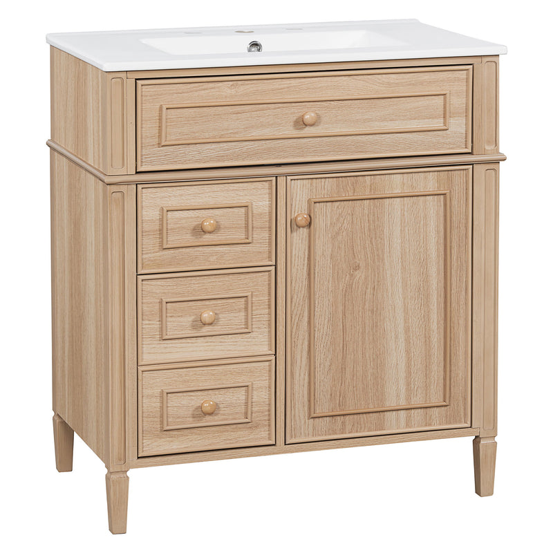 Bathroom Vanity With Sink, Flip Out Drawer, 2 Soft Close Drawers, 1 Soft Close Door - Wood