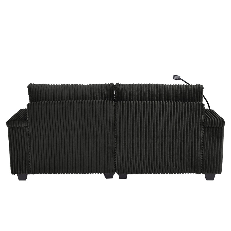 Modern Chaise Sofa With Adjustable Backrest, Cup Holders, Phone Holder & Storage Compartments For Living Room