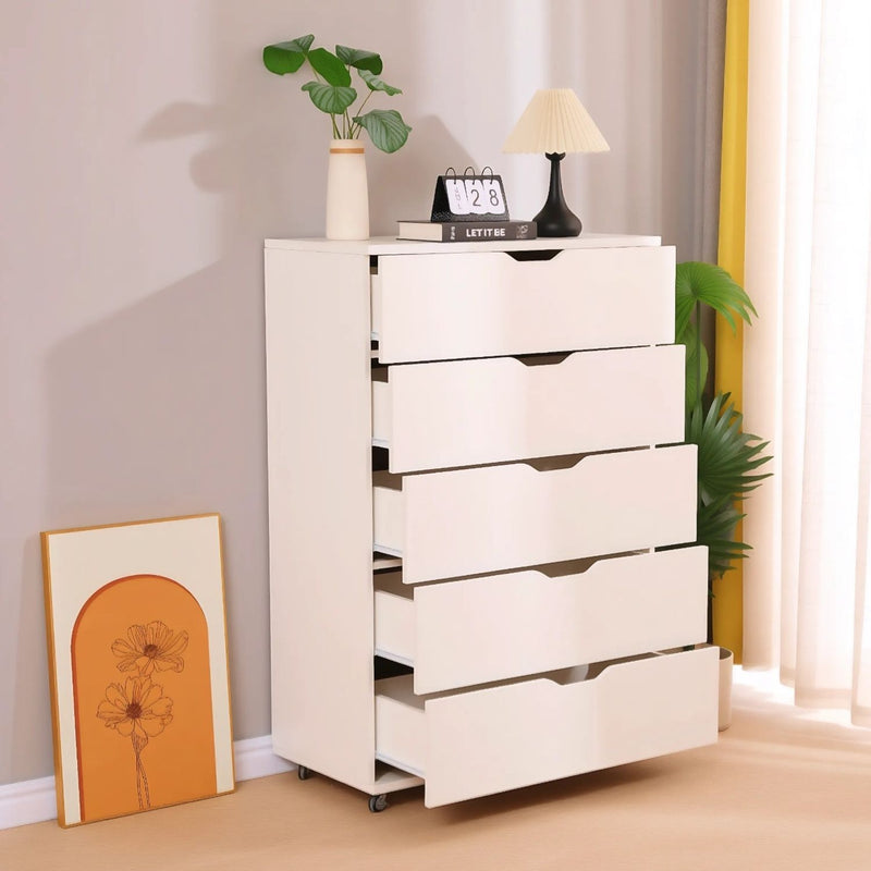 Modern 5 Drawer Dresser With Wheels