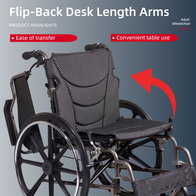 Heavy-Duty Manual Wheelchair For Adults With Double X Force Support