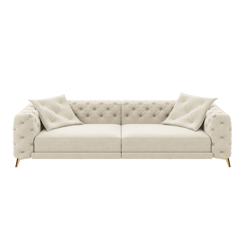 3 In 1 Convertible Sleeper, Deep Seat Pull Out Sofa Bed, Button Tufted