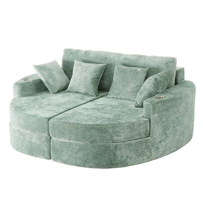 Boneless Design Upholstered Sofa Bed With Cup Holders