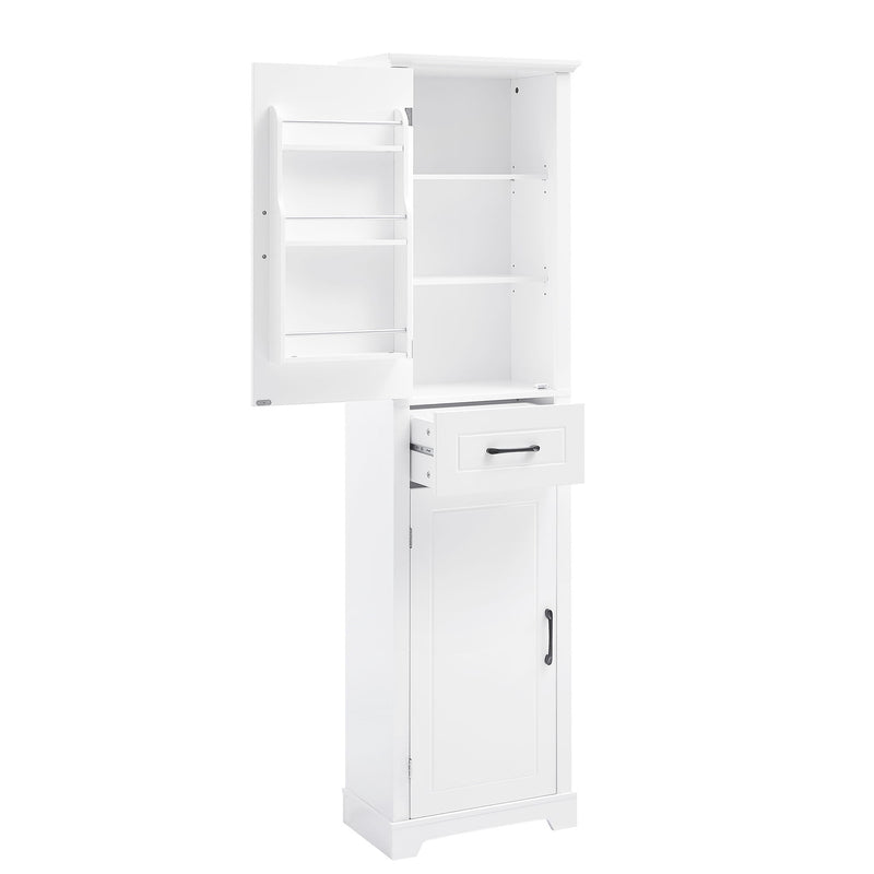 Tall Freestanding Bathroom Storage Cabinet With 2 Doors And Adjustable Shelves