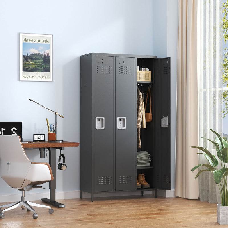 Storage Locker Cabinet With Locks For Employees, Home Gym Office School Garage - Black