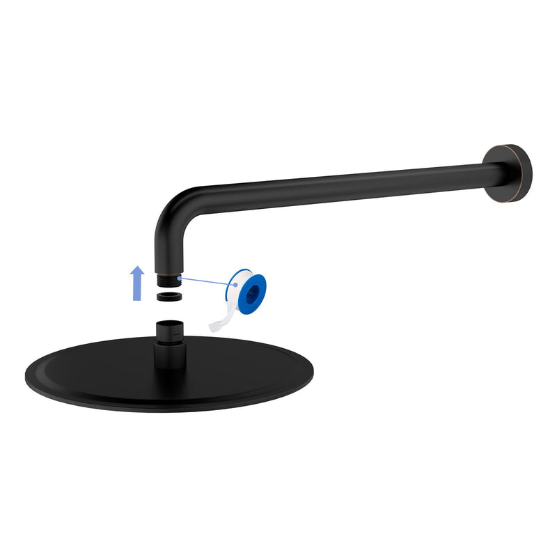 Oil Rubbed Bronze 16" Shower Arm With Flange, Stainless Steel, For Rain Shower Heads - Oil-Rubbed Bronze