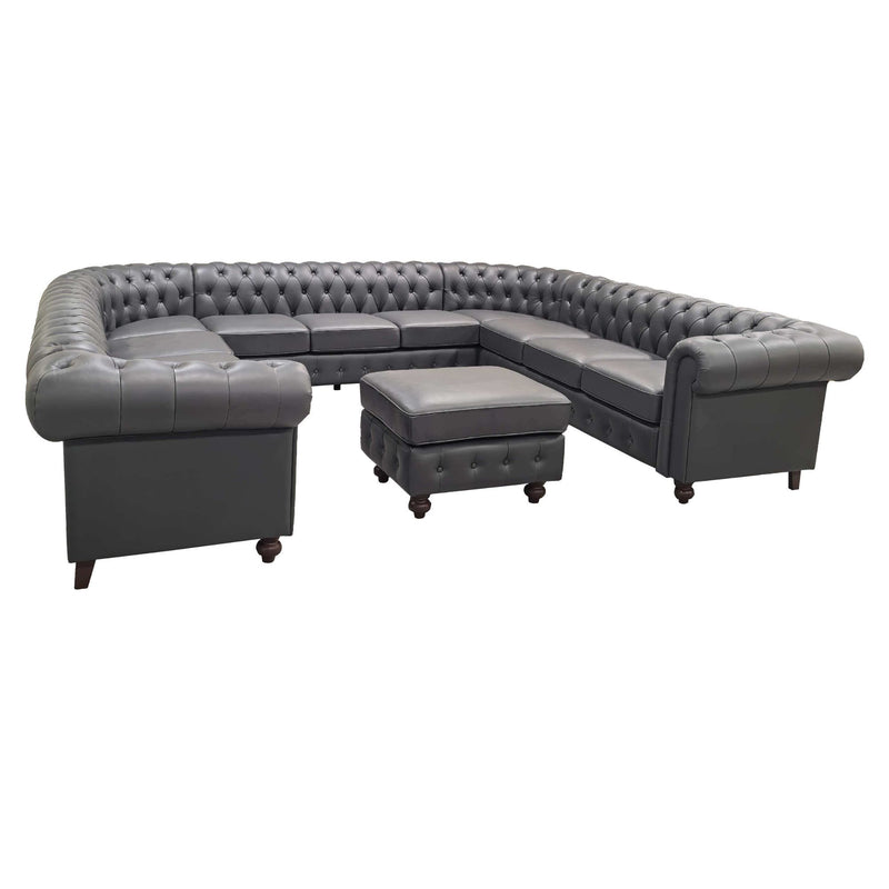U - Shape Sectional - Blue Gray