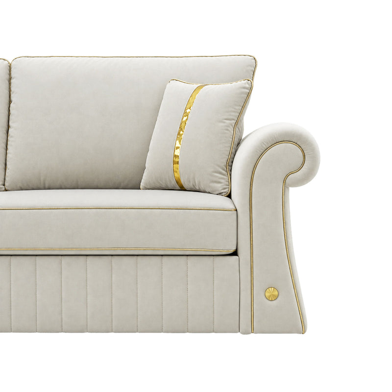 Sofa With Rolled Arms, 3 Seater Couch, Living Room Accent