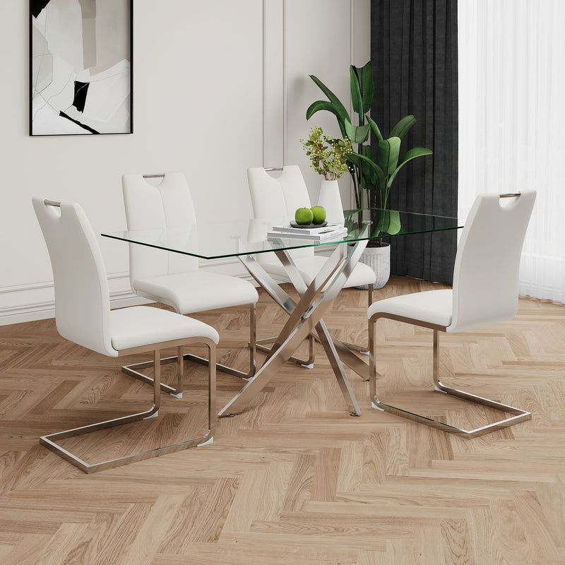 Modern Dining Chairs With Padded Seat And Metal Legs