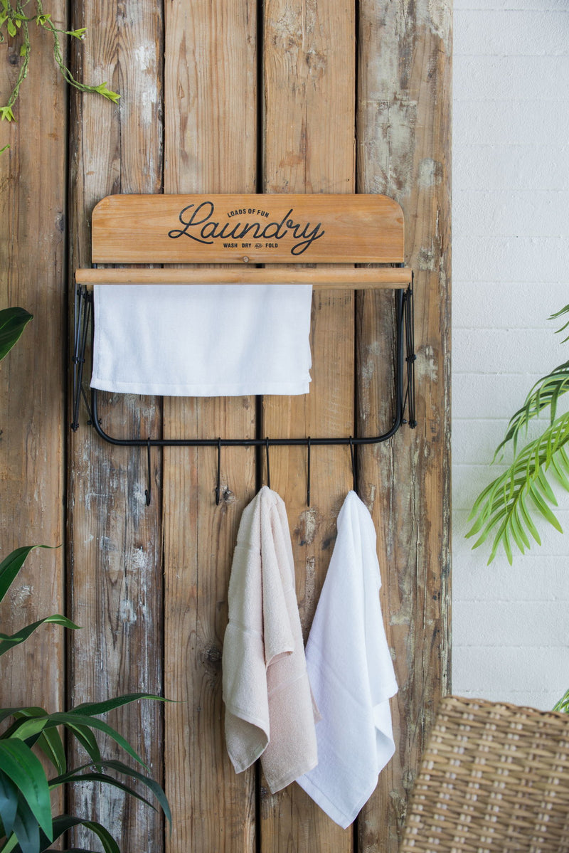 Laundry Rack With Accordion Design - Brown / Black - Black Brown