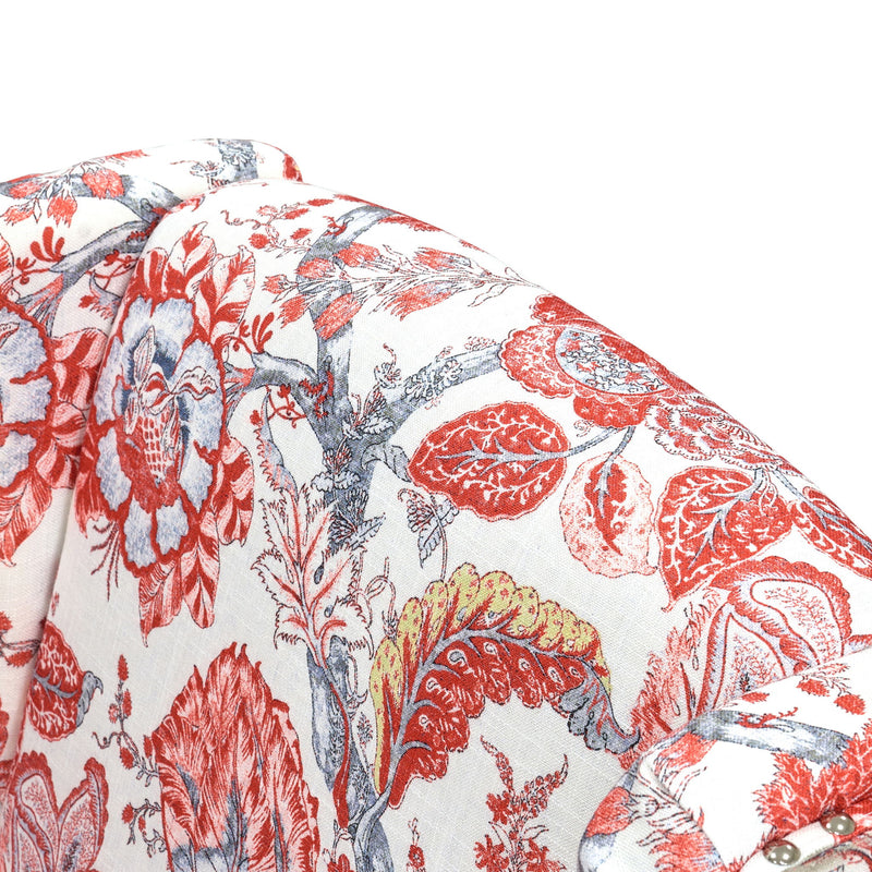 Accent Chair With Floral Upholstery And Nailhead Trim