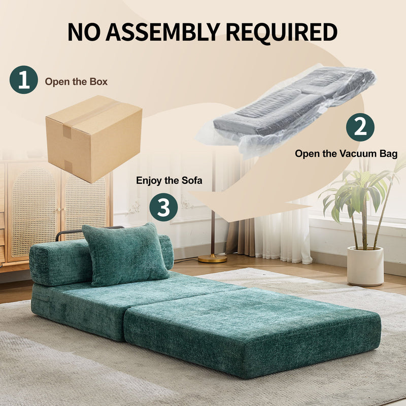 Convertible Floor Sofa Bed With Fixed Shape Frame For Living Room