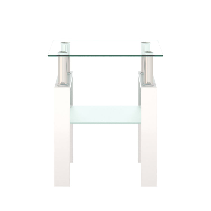 Modern Tempered Glass Tea Table, End Square Table For Living Room