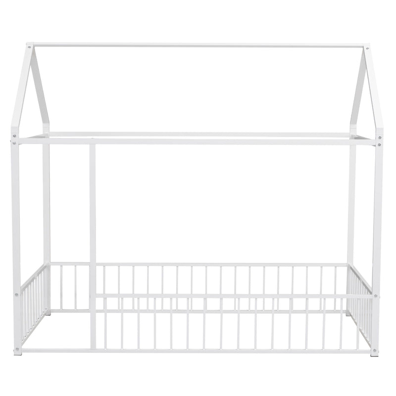 Metal Bed House Bed Frame With Fence