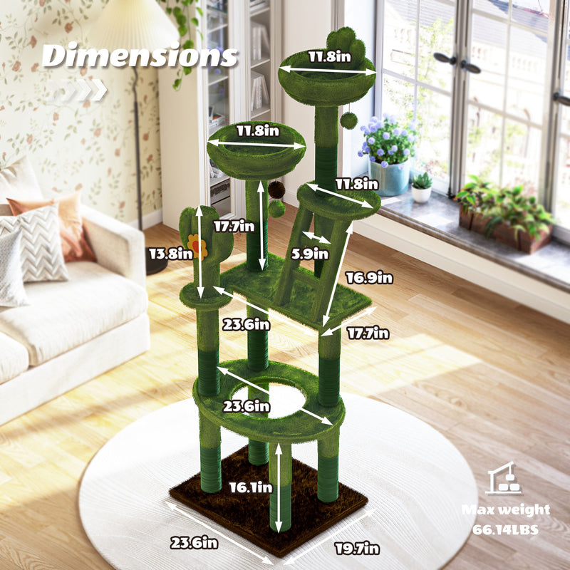 Cactus Cat Tree With Transparent Capsule