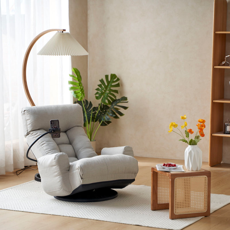 Adjustable Swivel Lounge Chair With 360 Degree Rotating Seat And Headrest Support