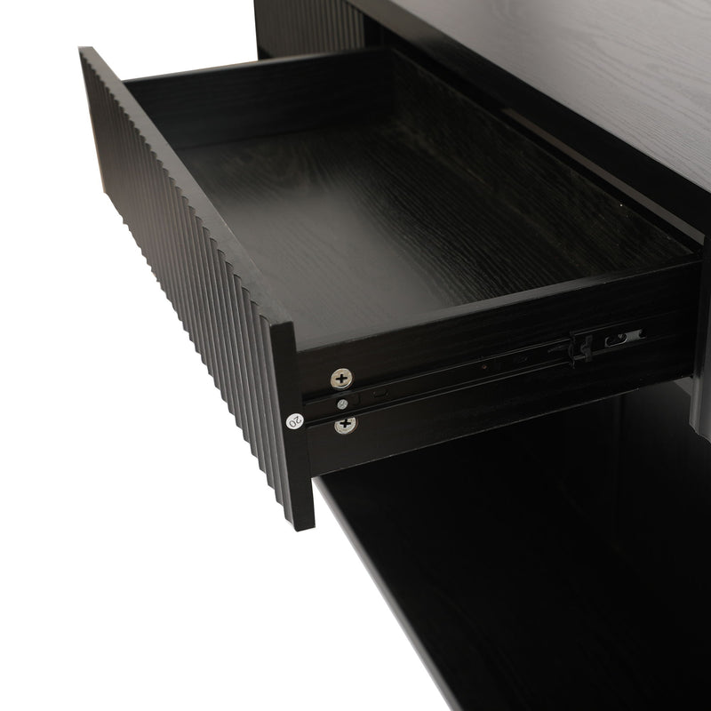 Fluted Console Table With 3 Drawers, Long Sofa Table Behind Couch For Living Room - Black