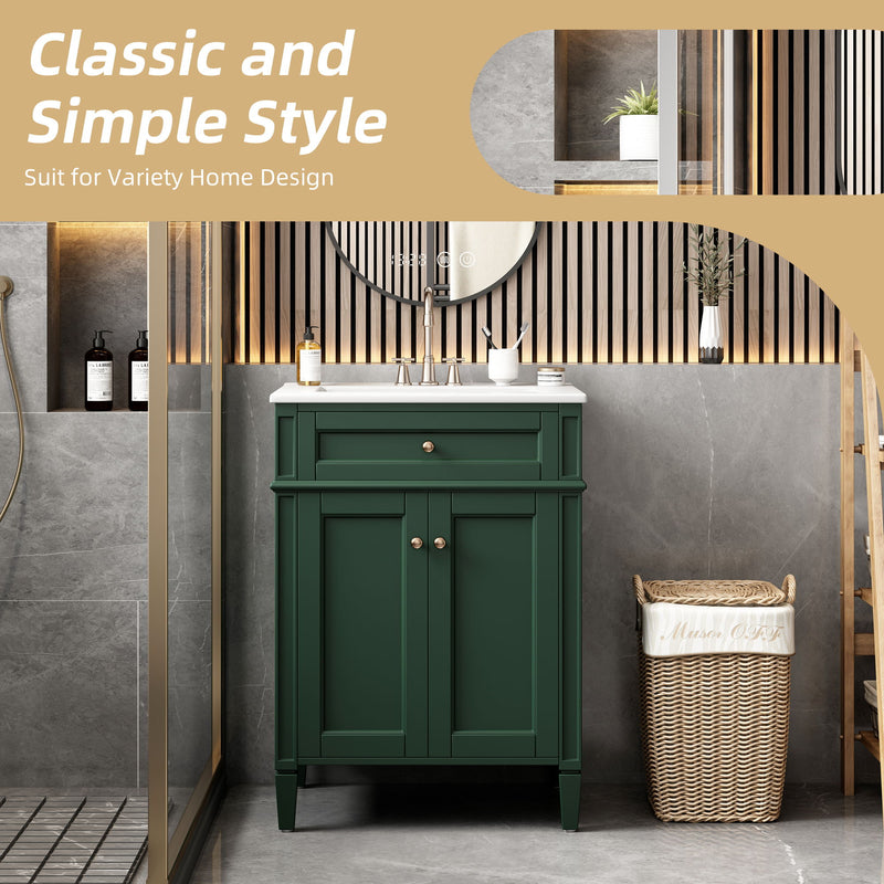 Bathroom Vanity With 2 Doors And Tip Out Drawer, Soft Closing Hinges