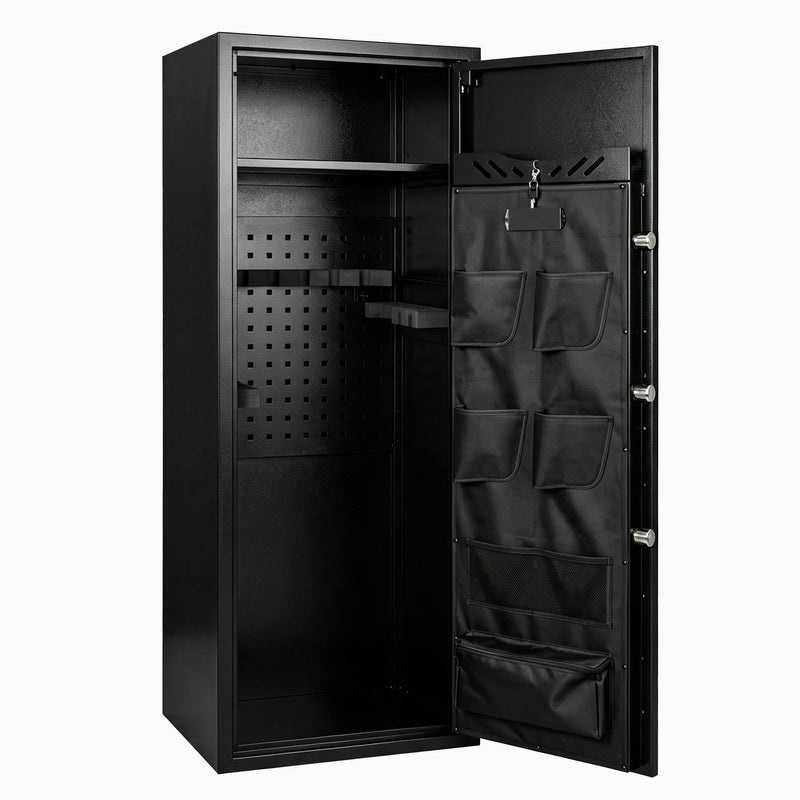 Rifle Safe, Biometric & Keypad Lock, Adjustable Gun Racks With Built In Alarm System