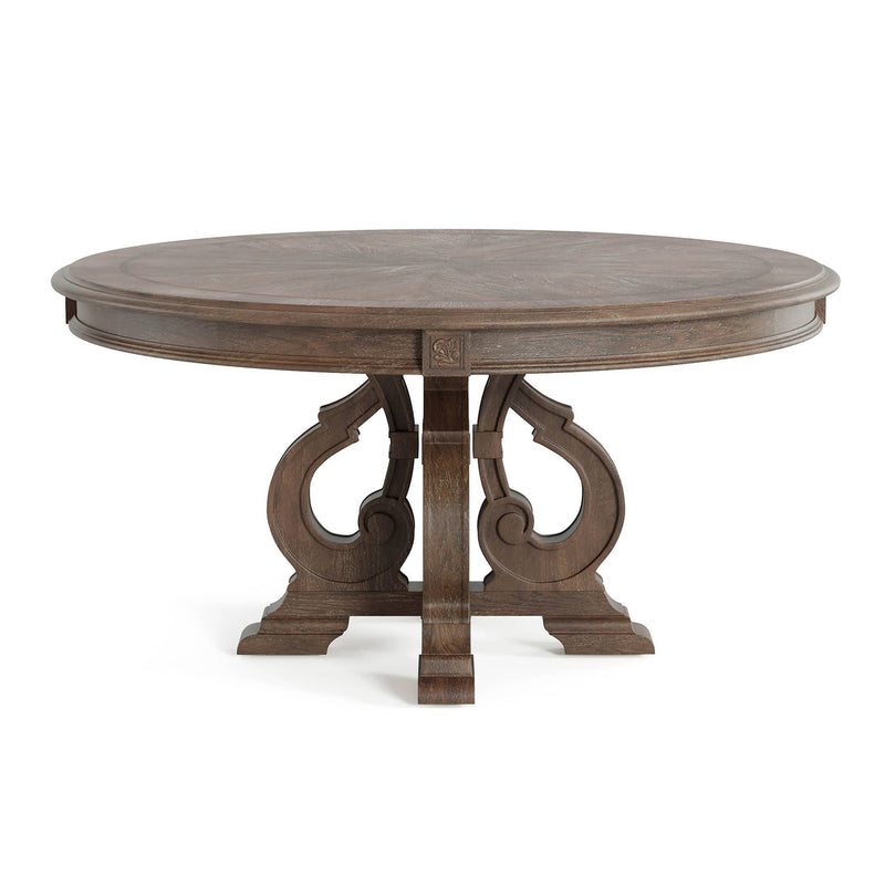 Round Dining Table With Pedestal Base - Natural / Rustic
