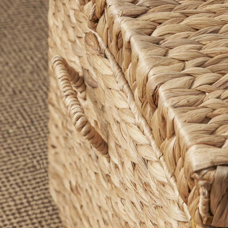 Rectangular Curve Water Hyacinth Woven Wicker Trunk With Handles For Clothes Toys Magazines And Book Storage - Natural / Light Brown