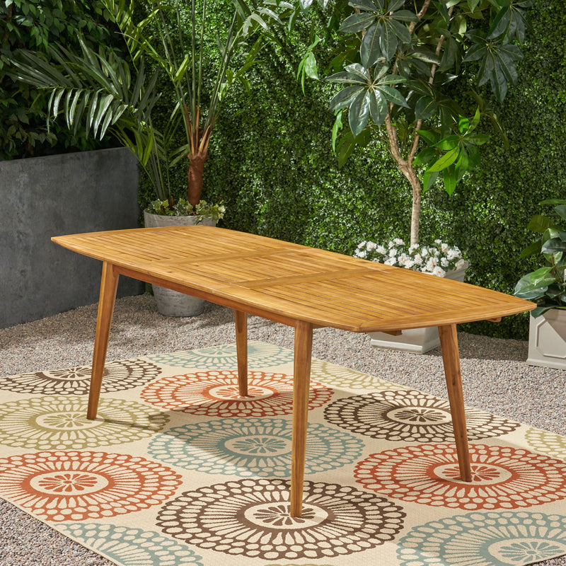 Placidity - Outdoor Expandable Dining Table With Slatted Tabletop And Tapered Legs