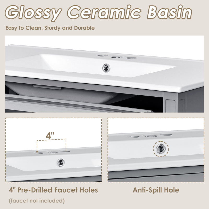 Bathroom Vanity With Top Sink, 2 Drawers And Tip Out Drawer