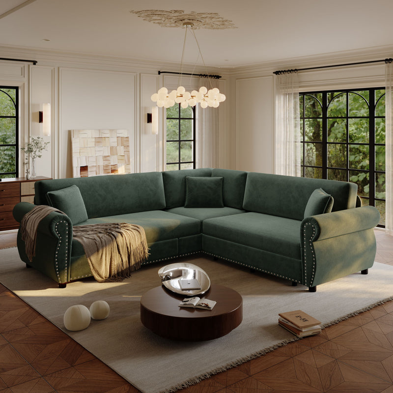 L-Shaped Sofa Couch With Pull-Out Bed