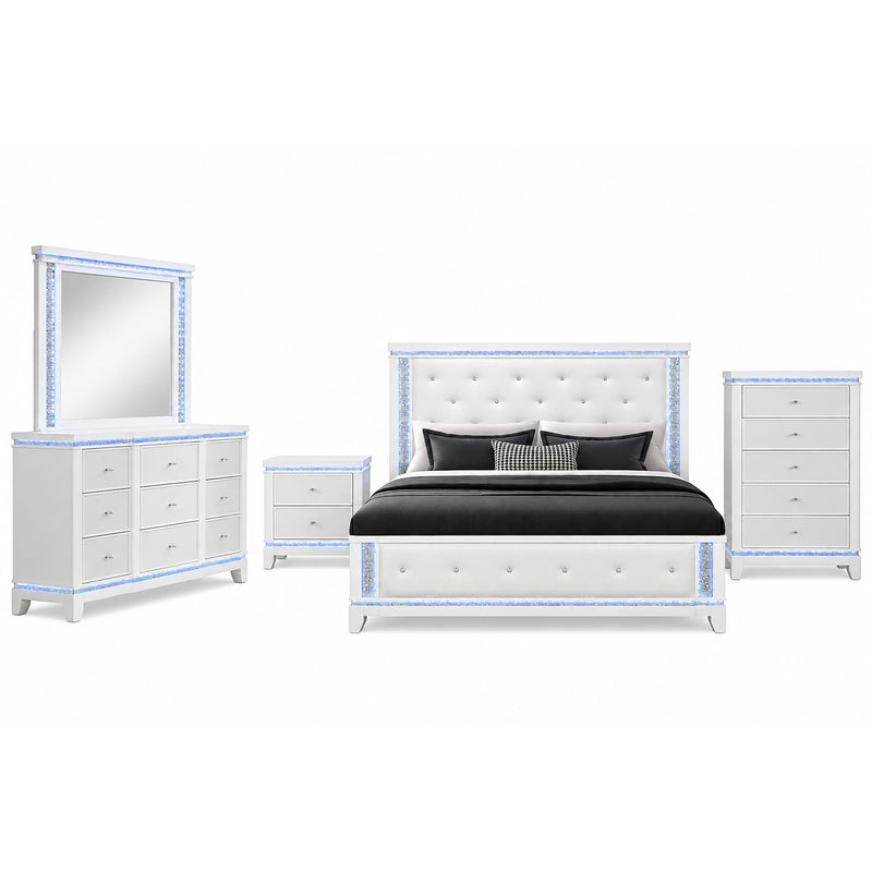 Adalid - 5 Pieces Bedroom Set With LED Lights And Glittered Detailing