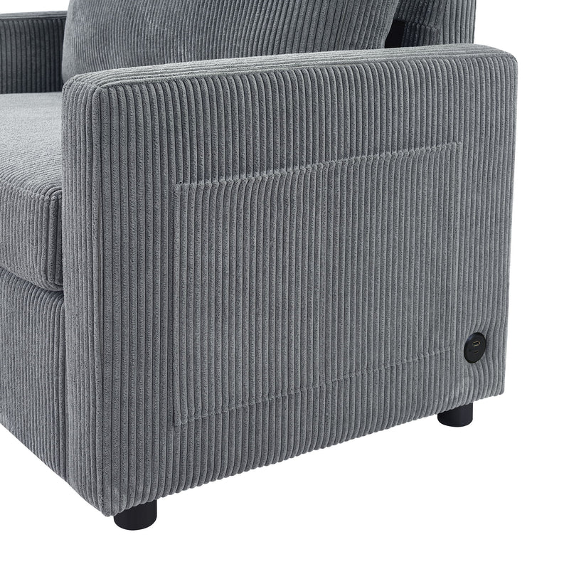 Sleeper Sofa With Foldable Mattress, USB Ports, Side Table & Storage Pocket