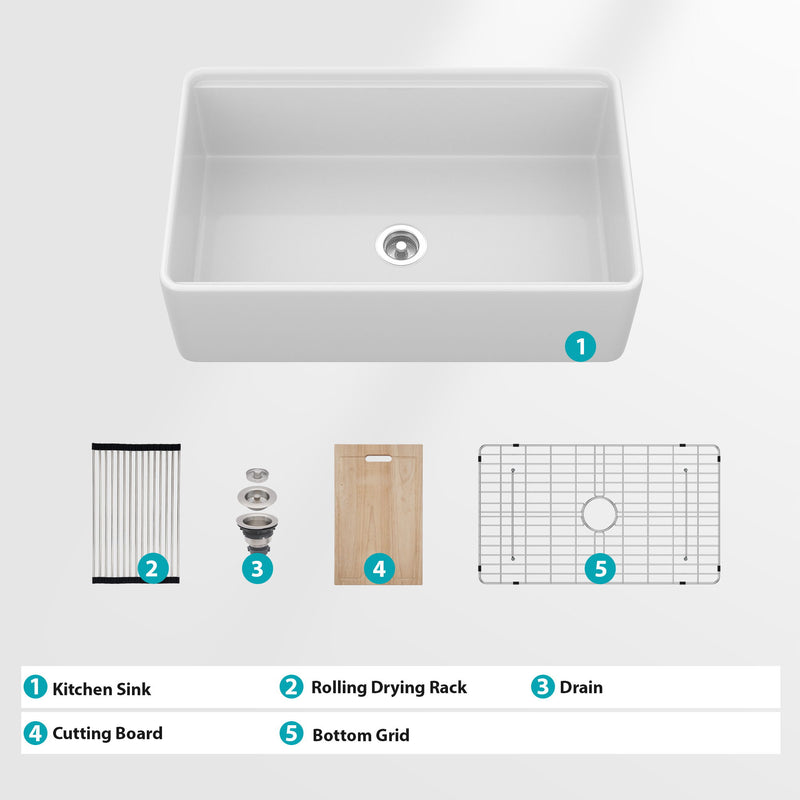 Single Bowl Kitchen Sink Workstation - White
