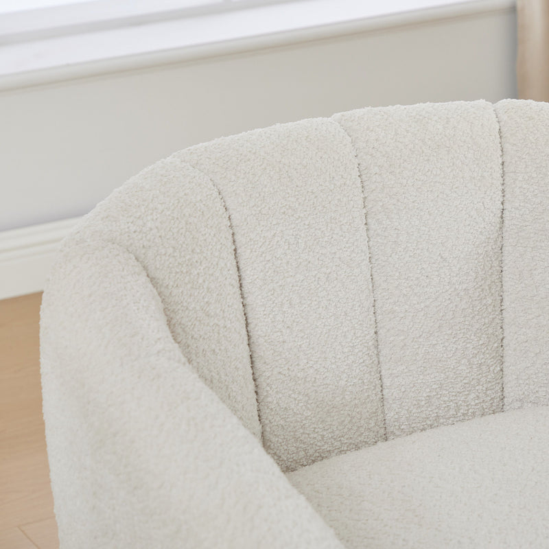 360 Degrees Swivel Upholstered Barrel Armchair For Living Room - Ivory