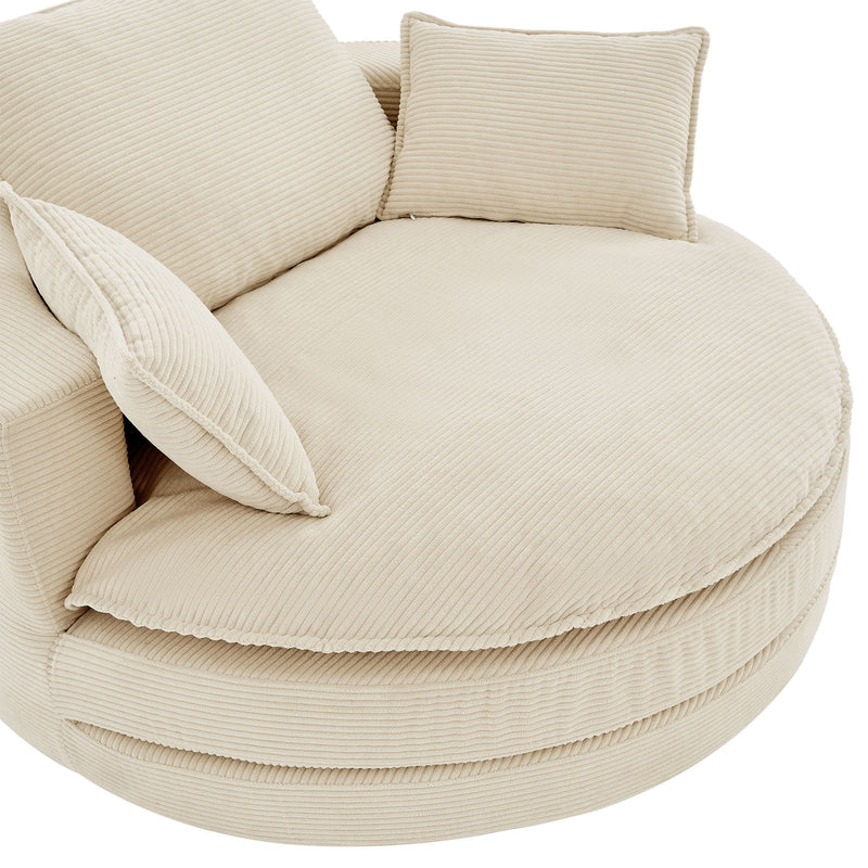 360° Swivel Accent Barrel Chair With Dual Layer Cushion And 3 Removable Pillows