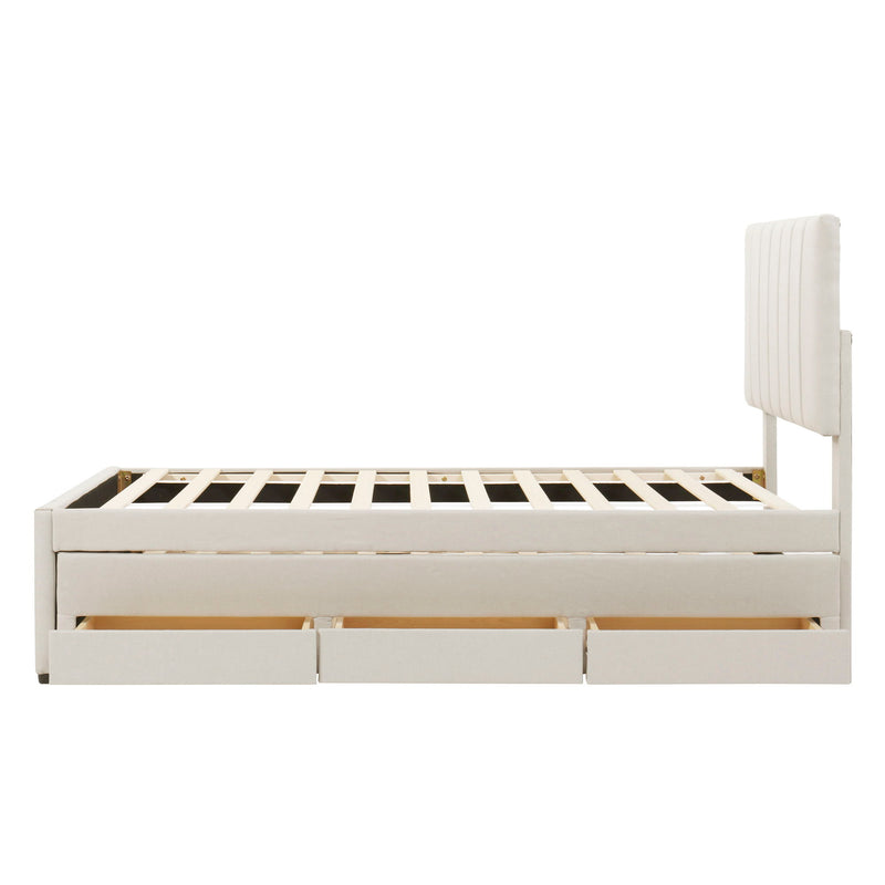 Upholstered Design Platform Bed With Trundle