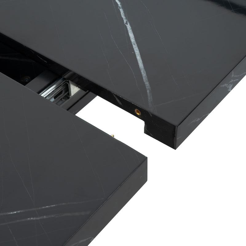 Modern Rectangle Dining Table With Stretchable Top, Storage Cabinet