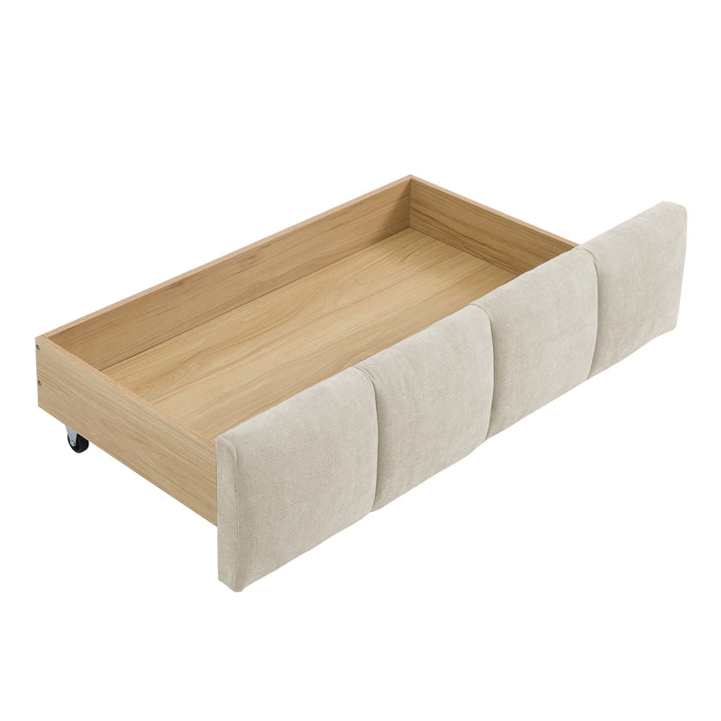 Modern Platform Bed Frame With Thick Fabric