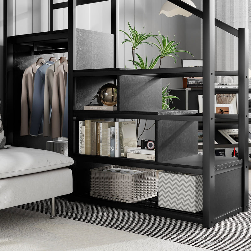 Loft Bed With Storage Shelves, Wardrobe