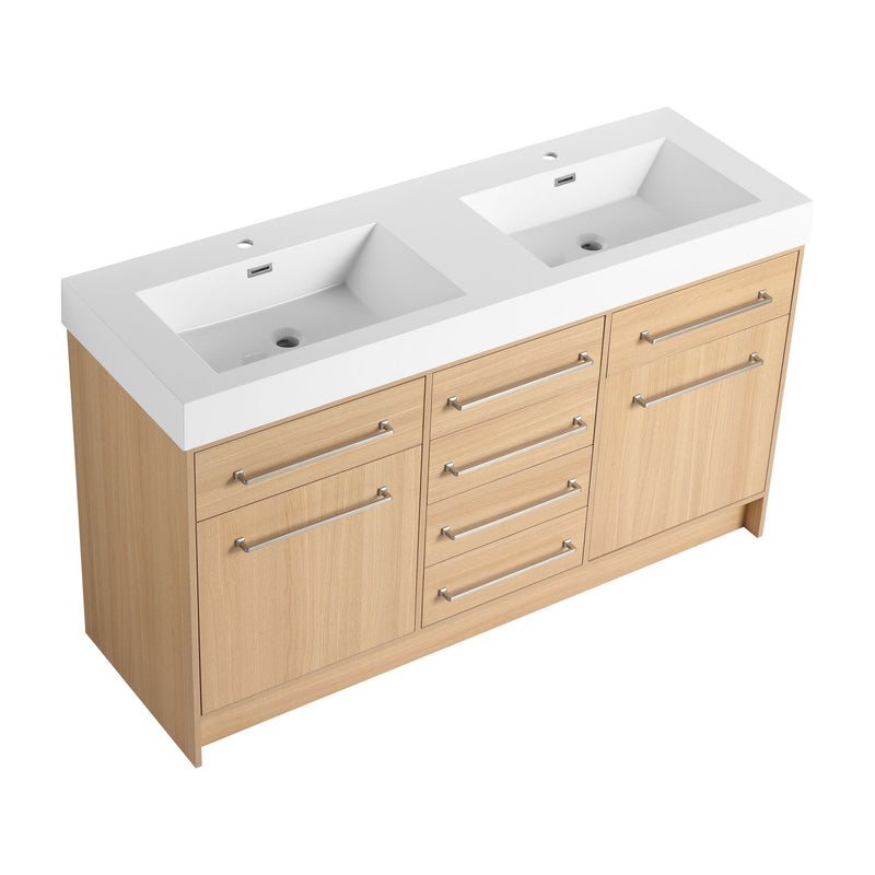 Freestanding Bathroom Vanity With Resin Sink, Soft-Closing Doors And Drawers
